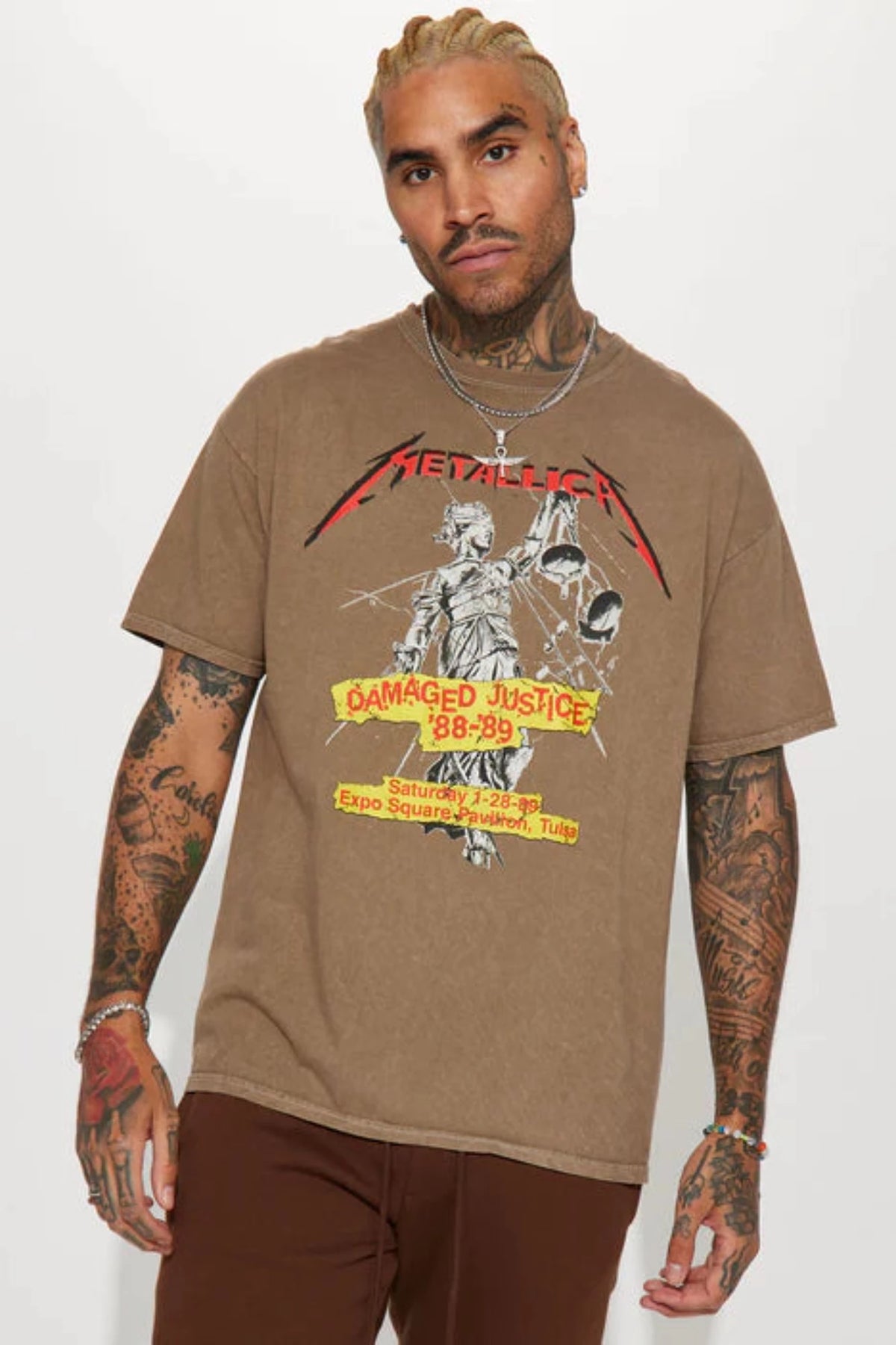 Metallica Damaged Justice Short Sleeve Tee - Sand