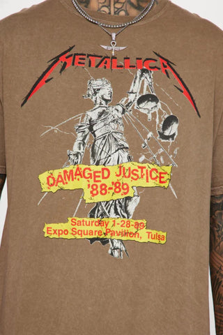 Metallica Damaged Justice Short Sleeve Tee - Sand