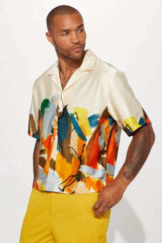 Art Of The Hustle Button Up Shirt - Multi Color