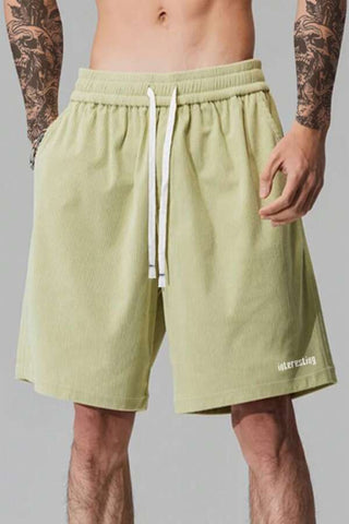 Extended Sizes Men Letter Graphic Drawstring Waist Shorts