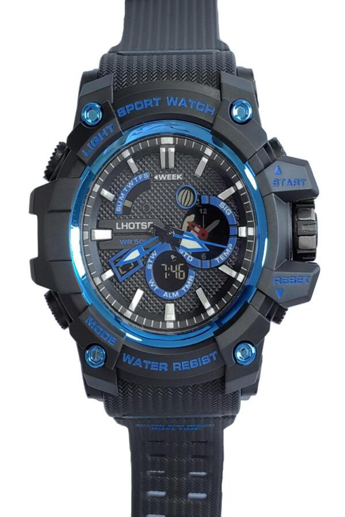 Men Dual Display Water Resistant Round Pointer Date Quartz Watch