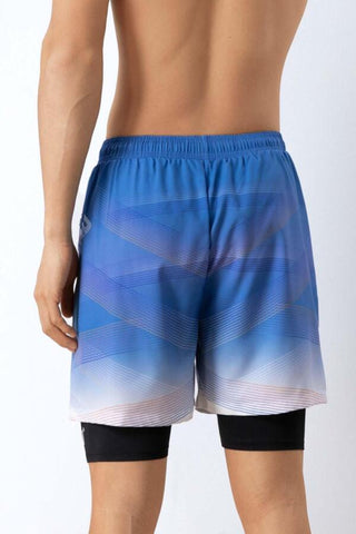 Men Letter Graphic Drawstring Waist 2 In 1 Swim Trunks