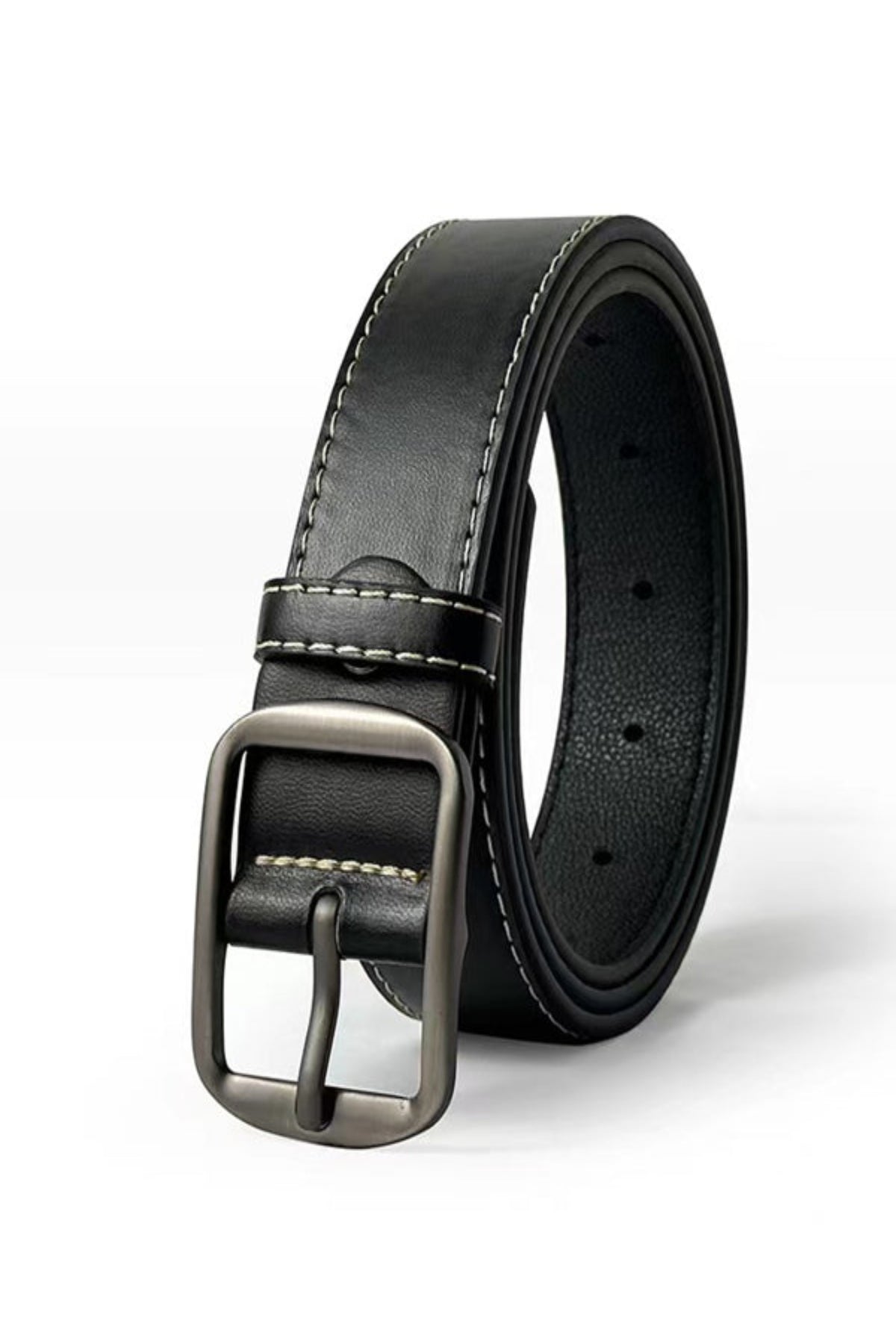 Men PU Leather Square Buckle Belt