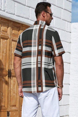 Extended Sizes Men Plaid Print Shirt