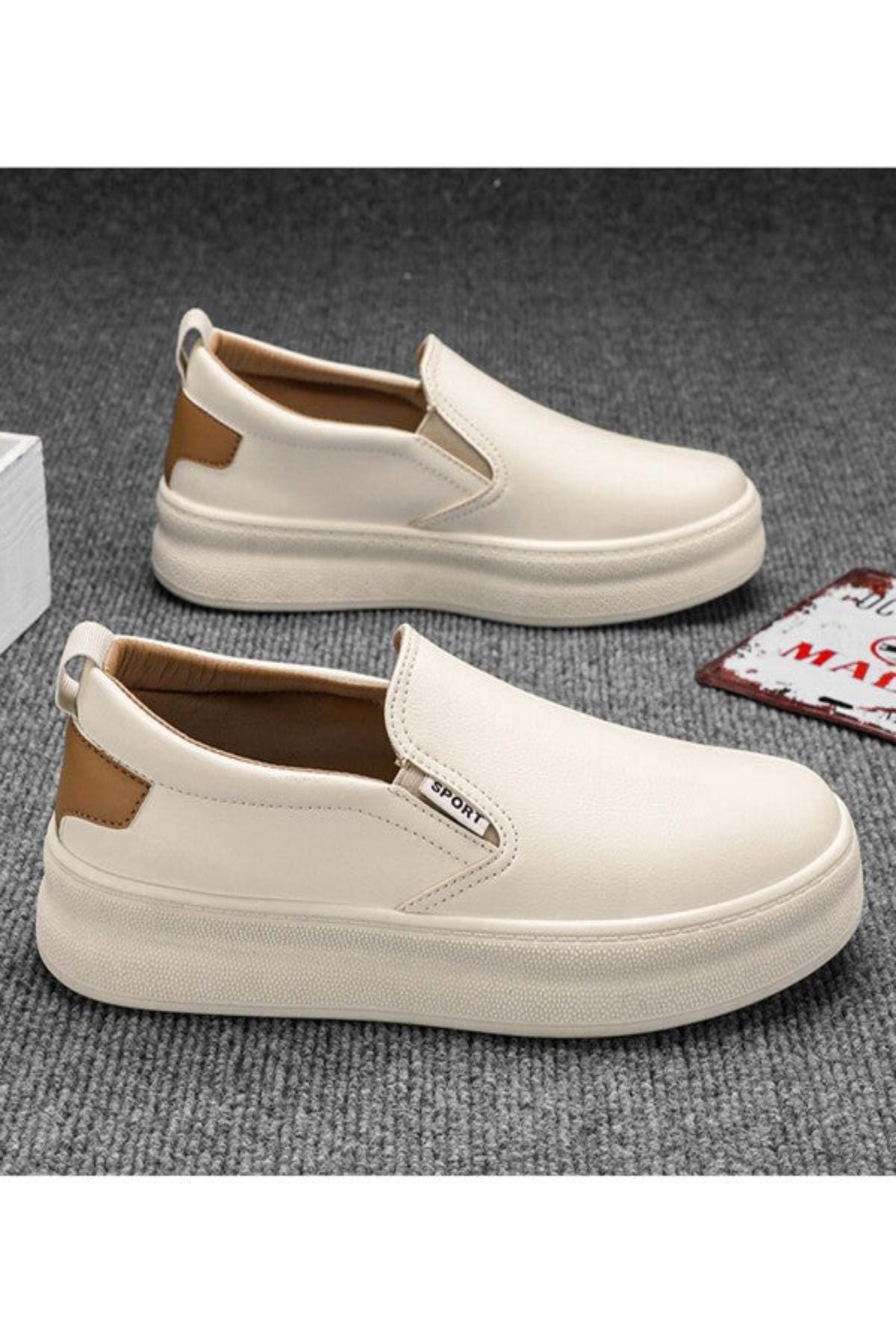 Sporty Sneakers For Men, Letter Graphic Slip On Sneakers