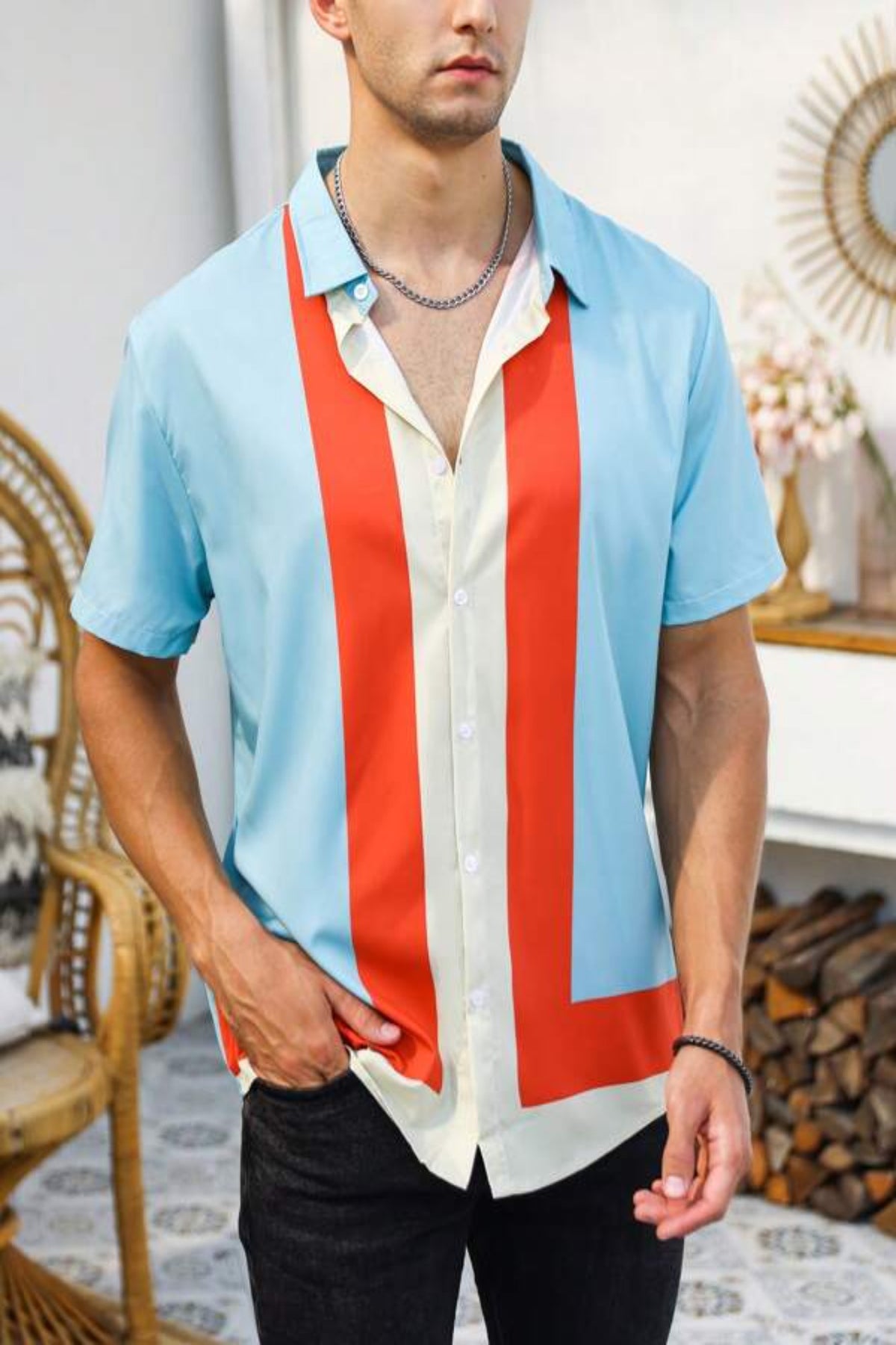 Men Color Block Shirt