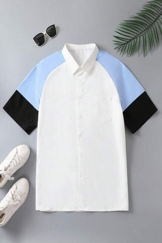 Men Color Block Raglan Sleeve Shirt