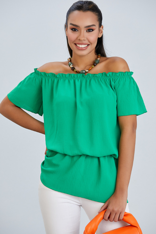 Off Shoulder Bardot Summer Top in Green