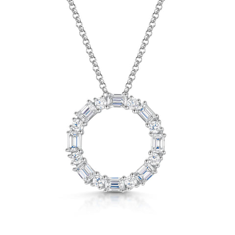 18ct White Gold Baguette & Brilliant-Cut Diamond Polo Necklace 1.01ct