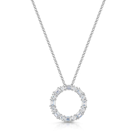 18ct White Gold Baguette & Brilliant-Cut Diamond Polo Necklace 1.01ct