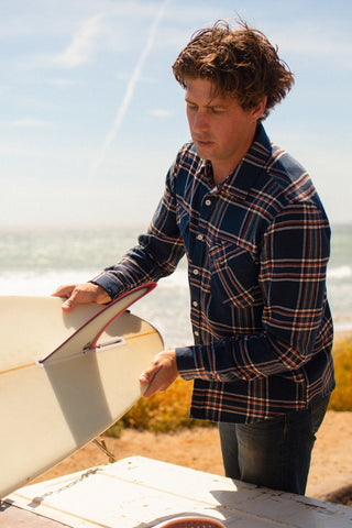 Bowery L/S Flannel - Washed Navy/Off White/Terracotta