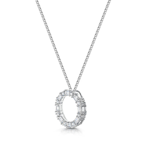 18ct White Gold Baguette & Brilliant-Cut Diamond Polo Necklace 1.01ct