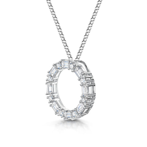 18ct White Gold Baguette & Brilliant-Cut Diamond Polo Necklace 1.01ct