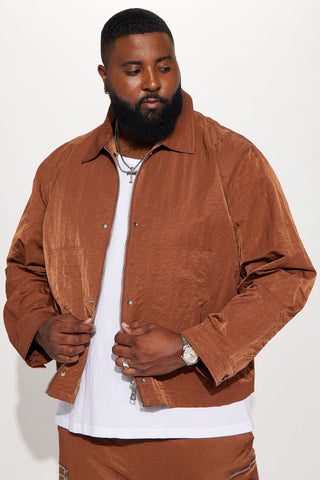 As It Was Nylon Coach Jacket - Brown