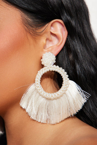 Bold Statement Pearl Earrings - White