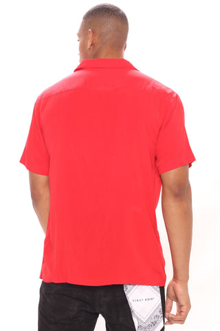Dawson Short Sleeve Woven Top - Red