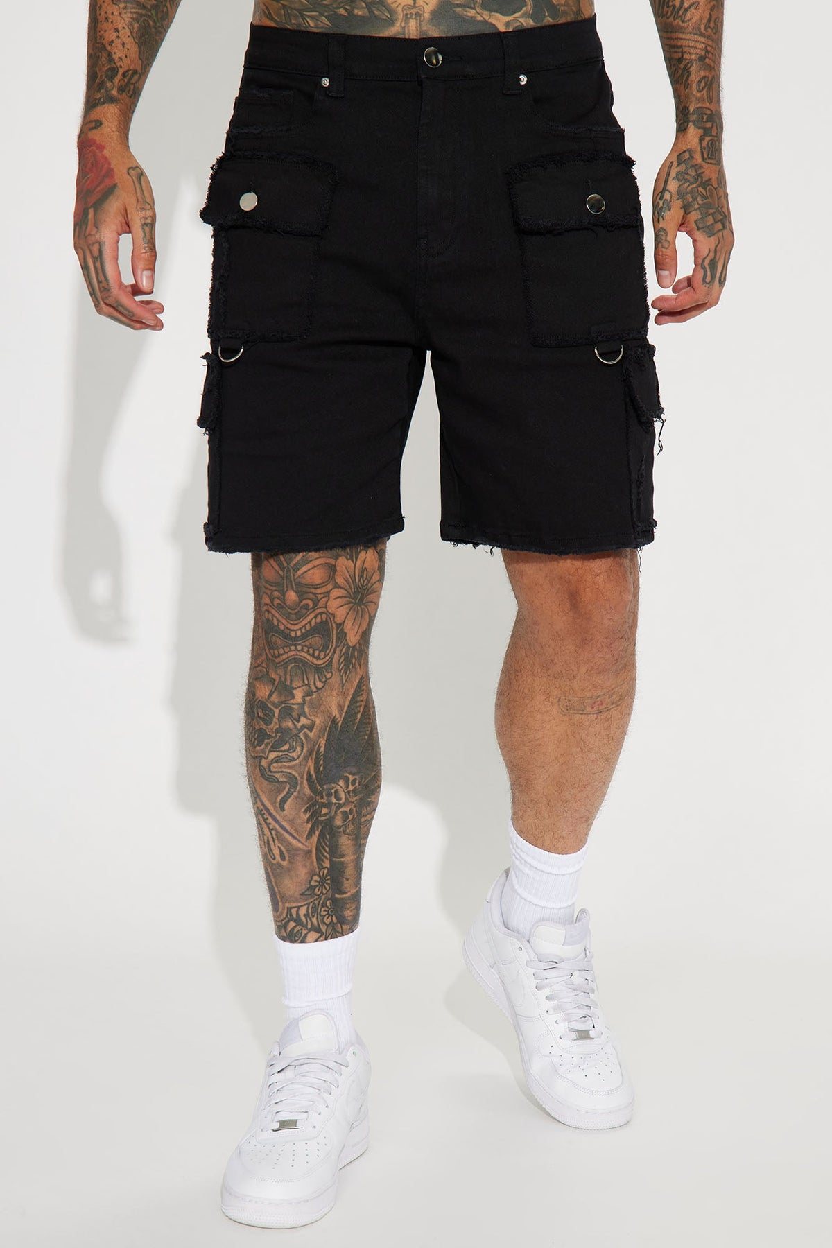 More Than Two Twill Cargo Shorts - Black
