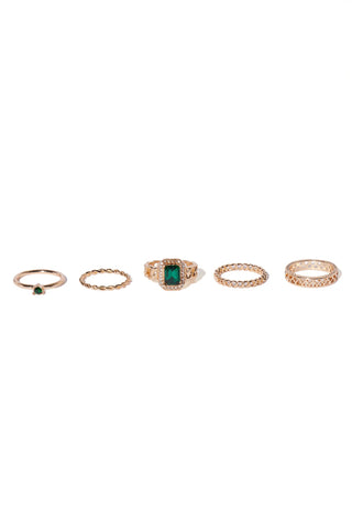 Too Indecisive 5 Piece Ring Set   - Gold