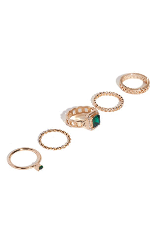 Too Indecisive 5 Piece Ring Set   - Gold