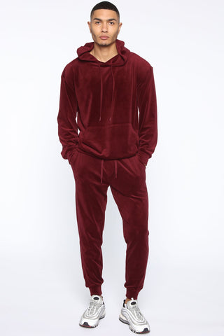 Mason Velour Jogger - Burgundy