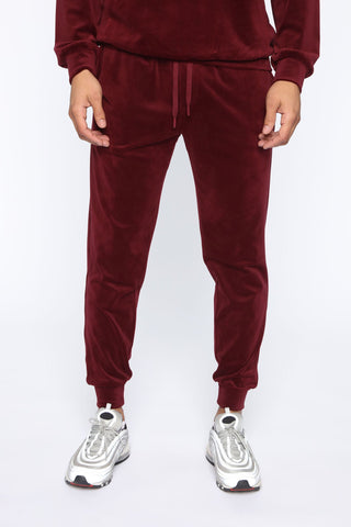 Mason Velour Jogger - Burgundy