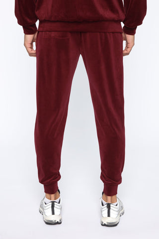 Mason Velour Jogger - Burgundy