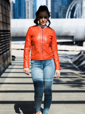 Juniper Orange Leather Jacket